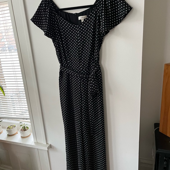 Black & While Polka Dot Jumpsuit, Monteau - Picture 4 of 8